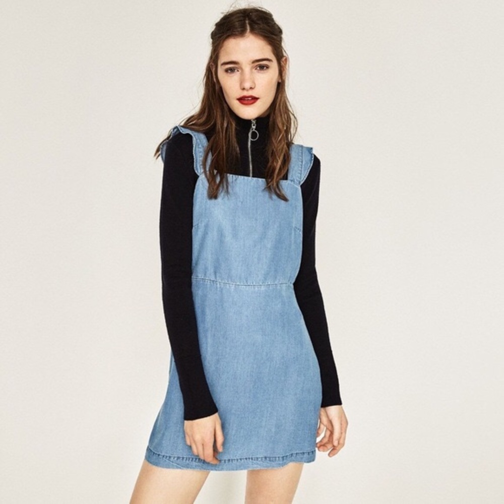 Zara blue pinafore dress